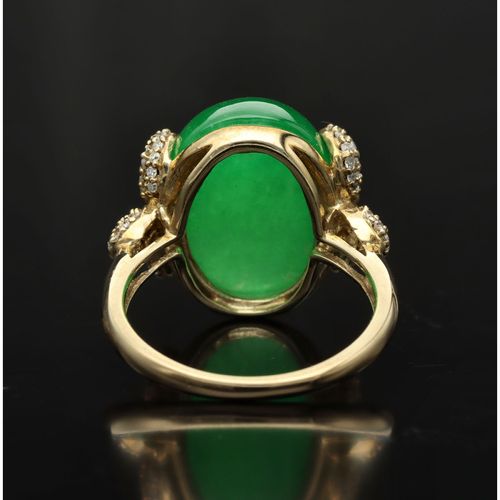 9K Gold Jadeite and Diamond Ring image-4