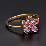 9ct Gold Pink Topaz Flower Ring