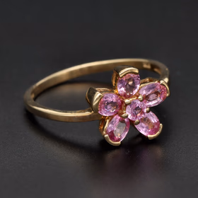9ct Gold Pink Topaz Flower Ring