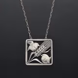 Danish Sterling Silver "Birds in Wheat" Pendant & Chain