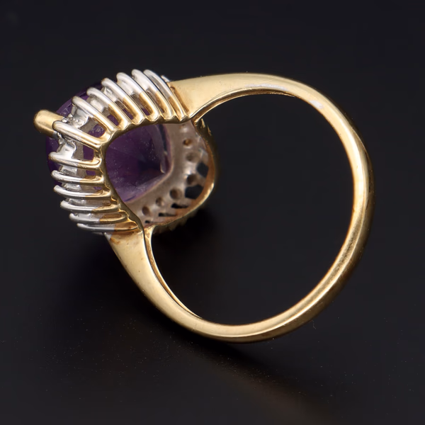 9ct Gold 14ct Amethyst Diamond Ring