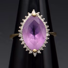 9ct Gold 14ct Amethyst Diamond Ring