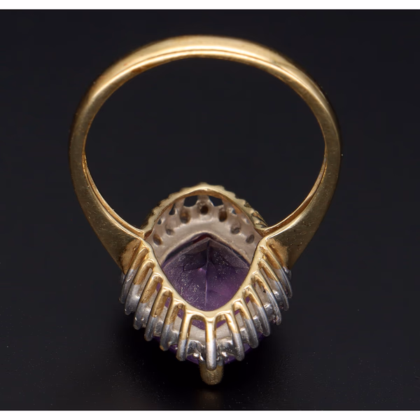 9ct Gold 14ct Amethyst Diamond Ring