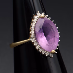 9ct Gold 14ct Amethyst Diamond Ring