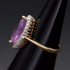 9ct Gold 14ct Amethyst Diamond Ring
