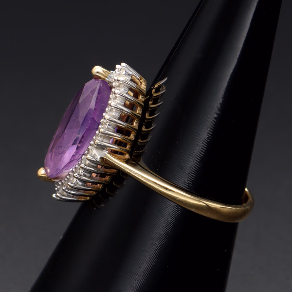 9ct Gold 14ct Amethyst Diamond Ring