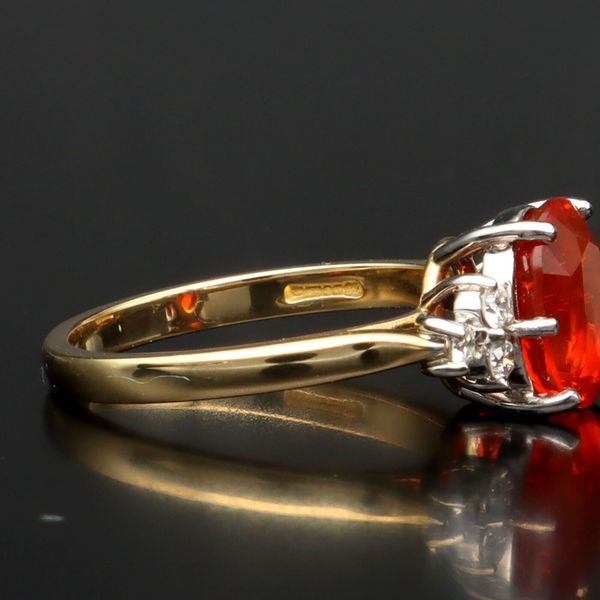 18ct Gold Fire Opal and Diamond Ring