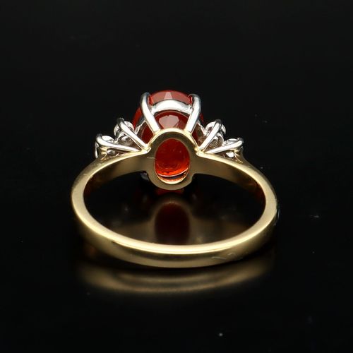 18ct Gold Fire Opal and Diamond Ring image-5