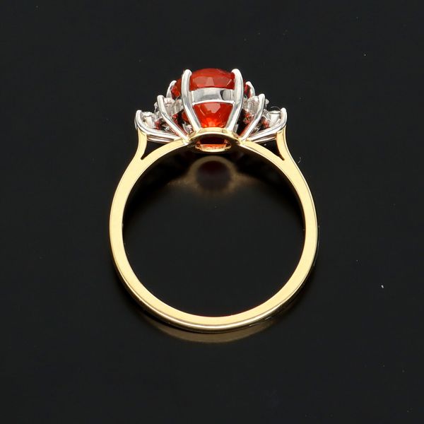 18ct Gold Fire Opal and Diamond Ring