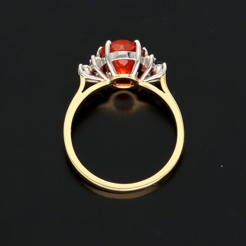 18ct Gold Fire Opal and Diamond Ring image-6