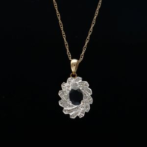 9ct Gold Diamond and Sapphire Pendant