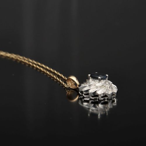 9ct Gold Diamond and Sapphire Pendant image-3