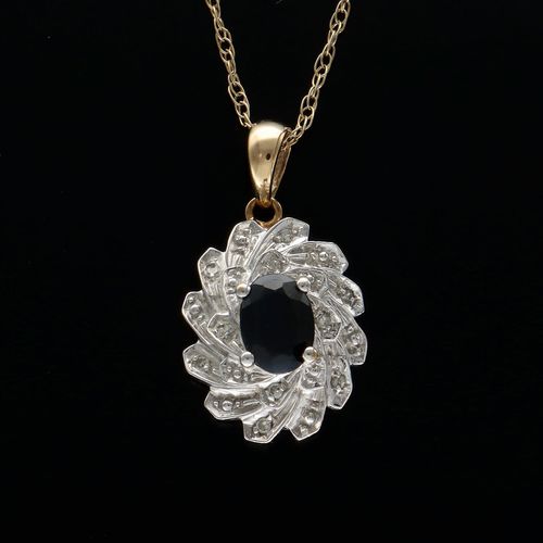 9ct Gold Diamond and Sapphire Pendant image-2