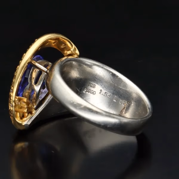Platinum & 18ct Gold, Tanzanite, Diamond Heart Shape Ring