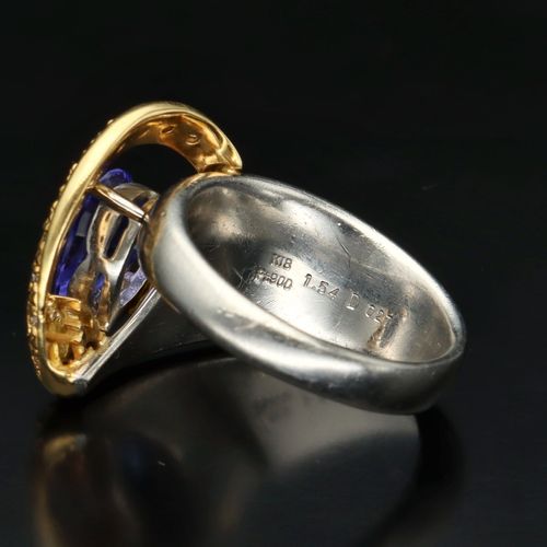Platinum & 18ct Gold, Tanzanite, Diamond Heart Shape Ring image-5