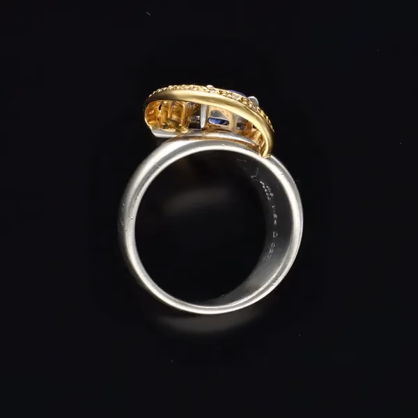 Platinum & 18ct Gold, Tanzanite, Diamond Heart Shape Ring