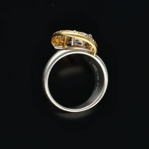 Platinum & 18ct Gold, Tanzanite, Diamond Heart Shape Ring image-6