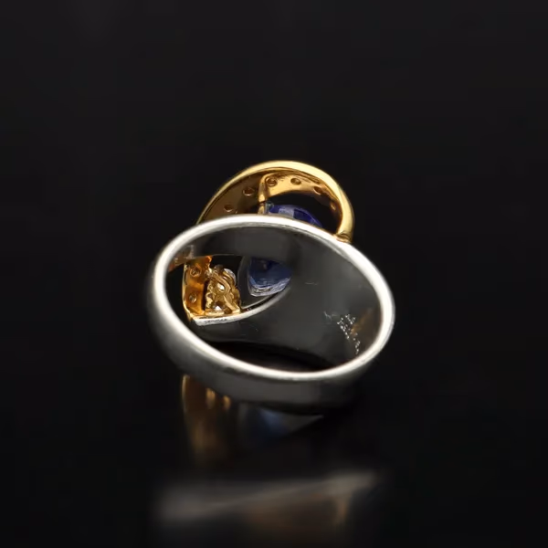 Platinum & 18ct Gold, Tanzanite, Diamond Heart Shape Ring