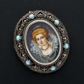 19th Century Hand Painted Silver Brooch