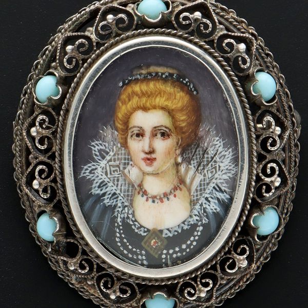 19th Century Hand Painted Silver Brooch