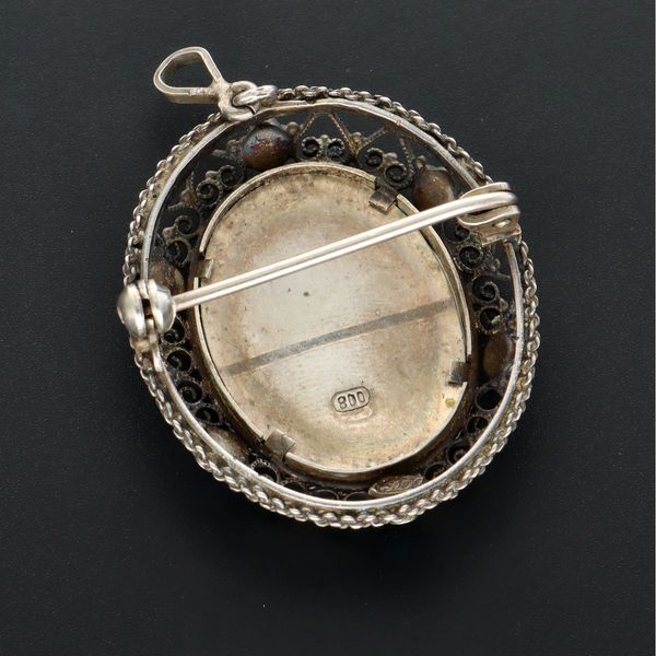 19th Century Hand Painted Silver Brooch