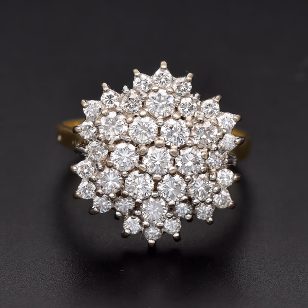 18ct Yellow Gold 1.50ct Diamond Cluster Ring