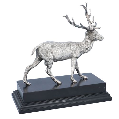 Elizabeth II Naturalistic Silver Model of a Red Deer Stag image-1