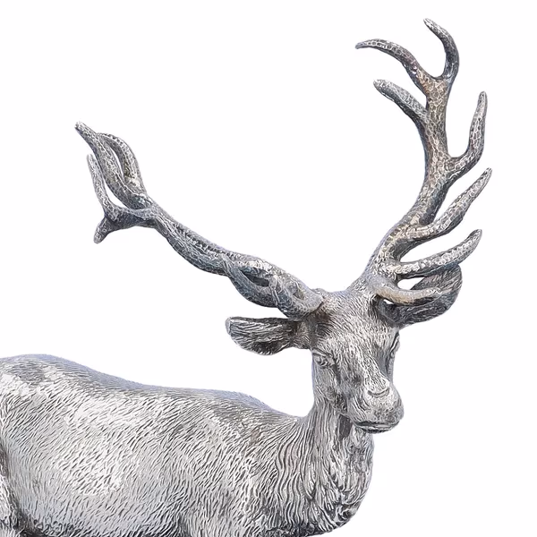 Elizabeth II Naturalistic Silver Model of a Red Deer Stag