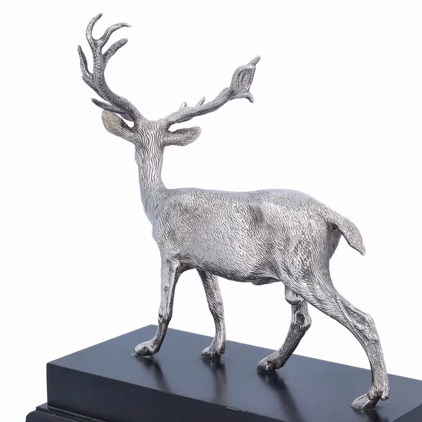 Elizabeth II Naturalistic Silver Model of a Red Deer Stag