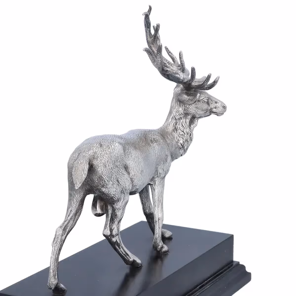 Elizabeth II Naturalistic Silver Model of a Red Deer Stag