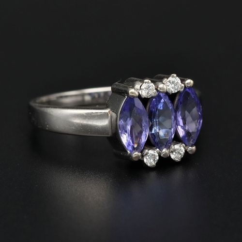 14ct Gold Tanzanite and Diamond Ring image-1