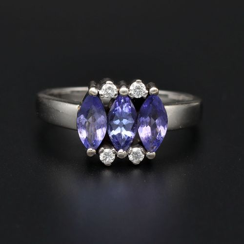 14ct Gold Tanzanite and Diamond Ring image-2