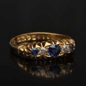Edwardian 18ct Gold Sapphire and Diamond Ring