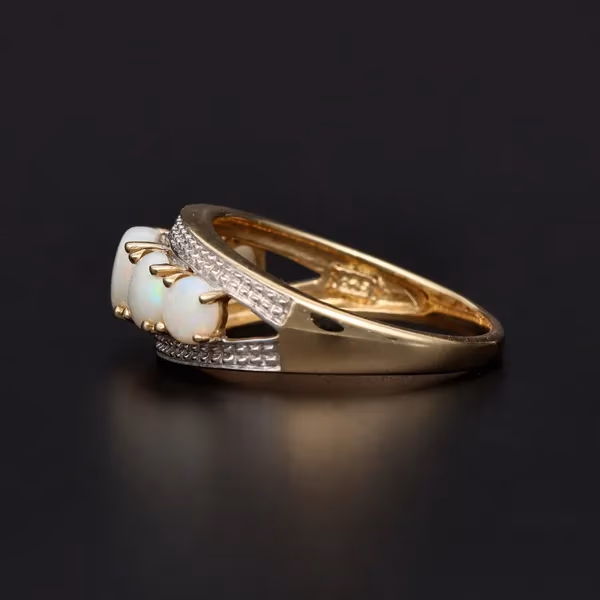 Gold Opal Diamond Ring