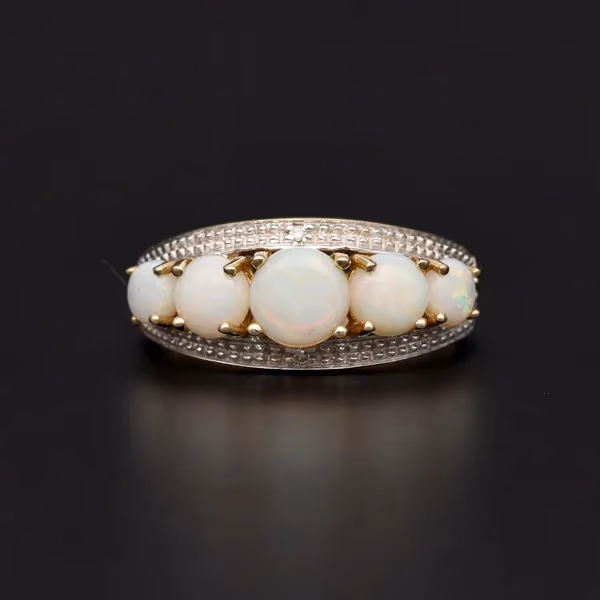 Gold Opal Diamond Ring