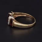 Gold Garnet Diamond Art Deco Style Ring