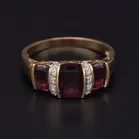 Gold Garnet Diamond Art Deco Style Ring