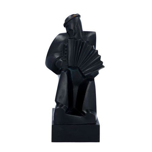 Art Deco Bronze Sculpture of man with Accordion. Very Heavy image-2