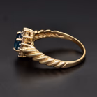 Large 14ct Yellow Gold Topaz & Diamond Halo Ring