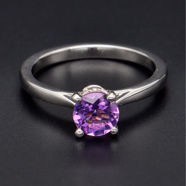 Platinum Amethyst Diamond Ring