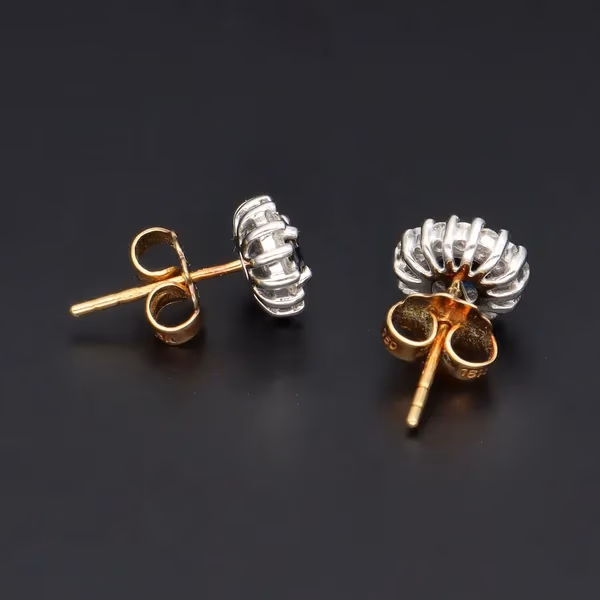 18ct Gold Sapphire and Diamond Stud Earrings