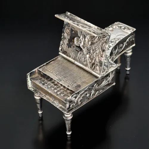 Victorian Novelty Silver Piano Vesta Case Antique Silver Hemswell