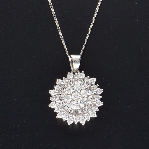 18ct White Gold Diamond Cluster Pendant
