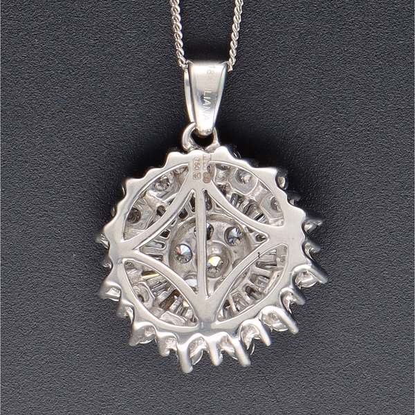 18ct White Gold Diamond Cluster Pendant