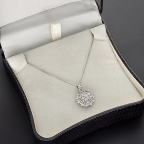 18ct White Gold Diamond Cluster Pendant