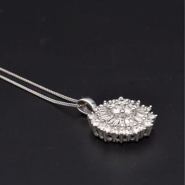 18ct White Gold Diamond Cluster Pendant