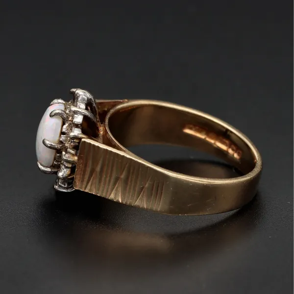 Retro Vintage Gold Opal Diamond Ring.   Birm 1977