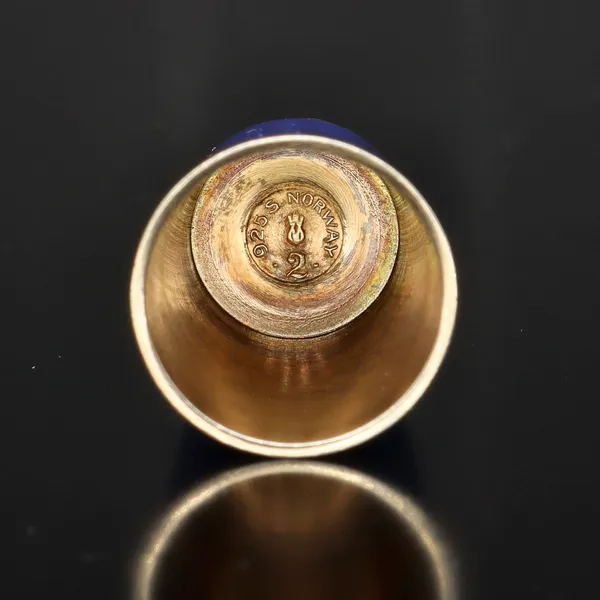 Boxed Norwegian Enamel and Silver Gilt Thimble