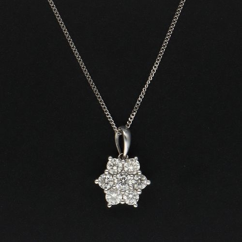 18ct White Gold Diamond Pendant image-1