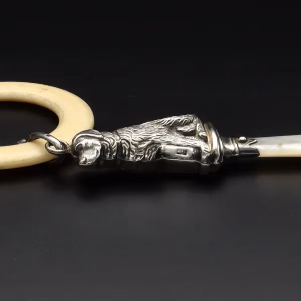 Early 20th Century Silver Dog Teether Ring
